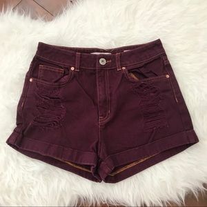 Bullhead Denim Co Maroon Mom Shorts